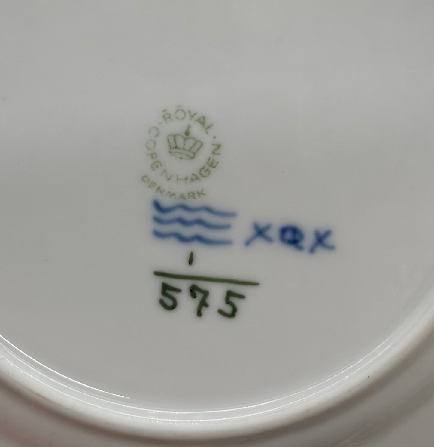 Royal Copenhagen Blue Fluted Half Lace Trio Set - Cup & Saucer (#719) and Cake Plate (#575)