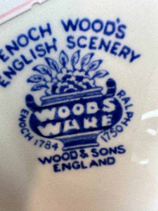 Rare Vintage WOODS WARE Blue & White English Scenery Transferware Bowl | Mint Condition Antique Collector Plate