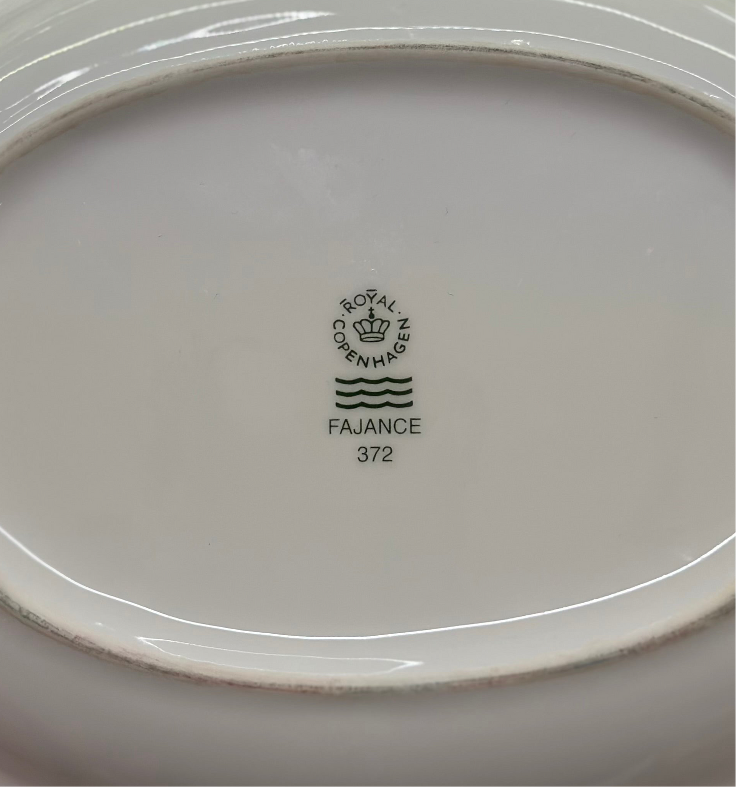 ROYAL COPENHAGEN Fajance Red Logo Oval Dish #372 | 24cm Serving Plate | Vintage Faience