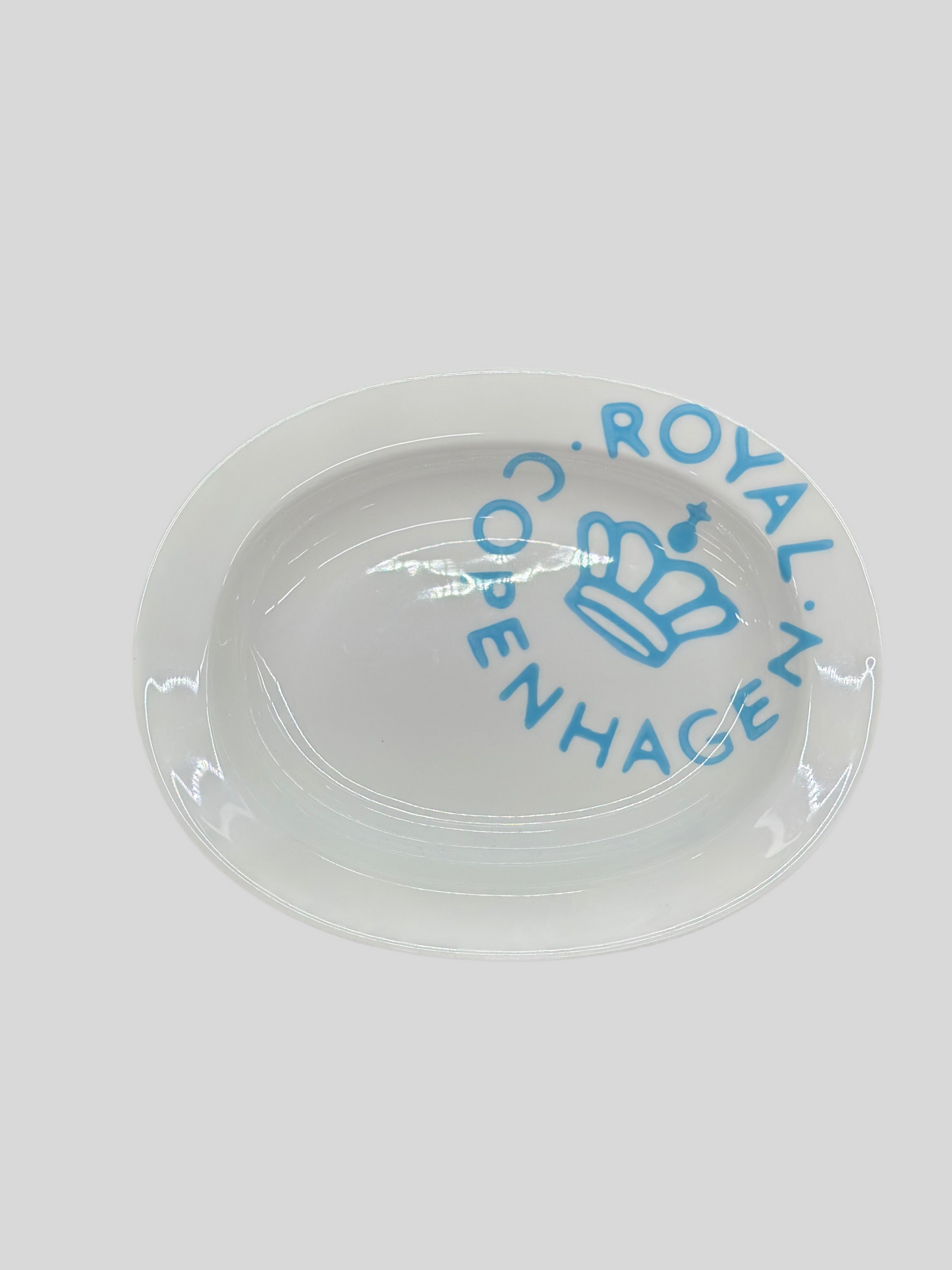 ROYAL COPENHAGEN Fajance Blue Logo Oval Dish #372 | 24cm Serving Plate | Vintage Faience