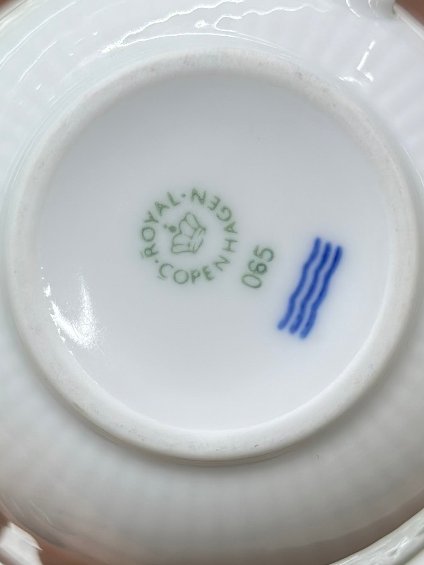 ROYAL COPENHAGEN Fluted Logo Cup & Saucer Set #065/066 | White Fluted | 22cl Collectible