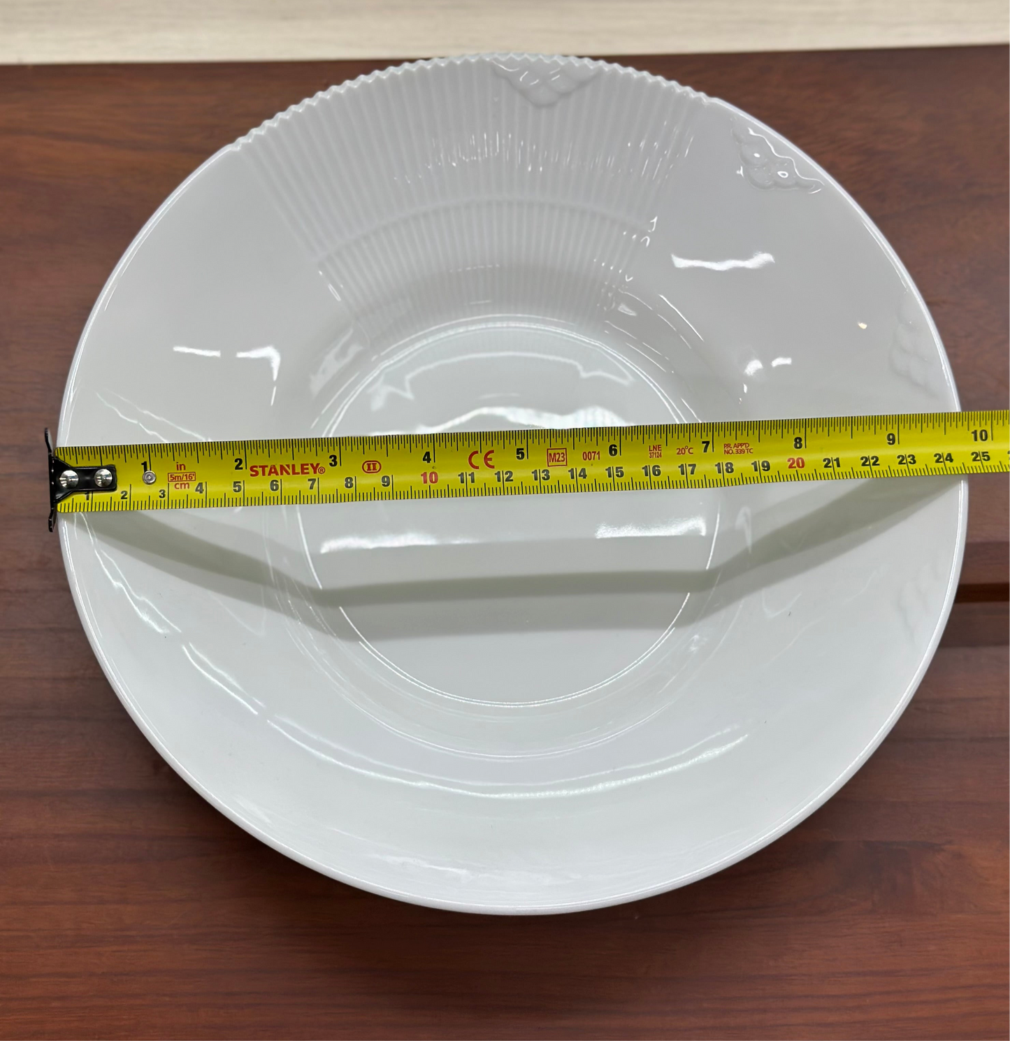 ROYAL COPENHAGEN White Half Lace Deep Plate #604 | 9.8 in (25cm) Rim Soup Bowl | Excellent Condition