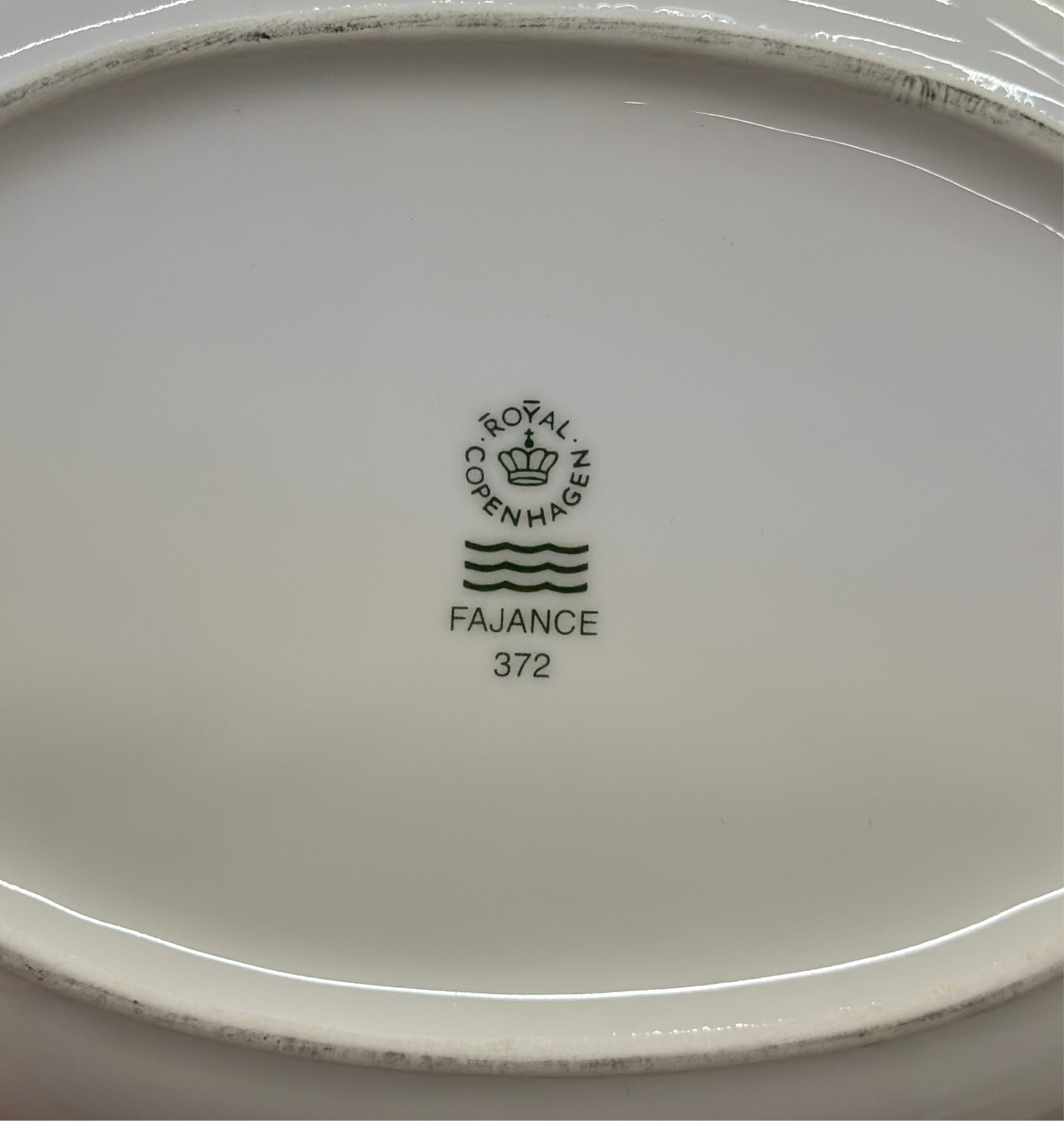 ROYAL COPENHAGEN Fajance Blue Logo Oval Dish #372 | 24cm Serving Plate | Vintage Faience