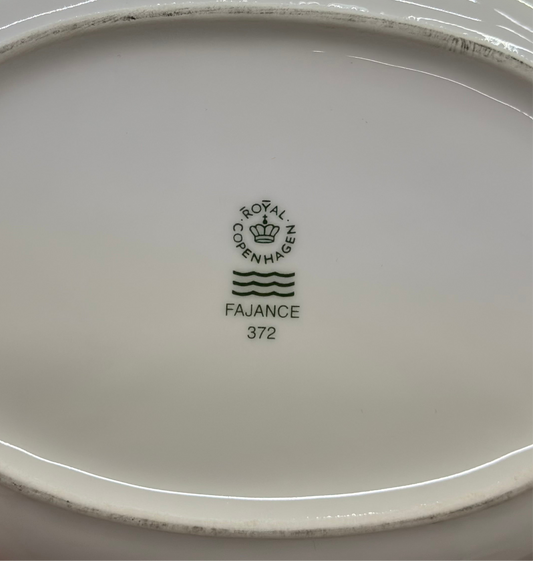 ROYAL COPENHAGEN Fajance Blue Logo Oval Dish #372 | 24cm Serving Plate | Vintage Faience