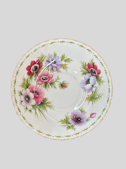 Vintage Royal Albert March Anemones Flower of the Month Teacup Duo | Fine Bone China Made in England Collectible | OOKII