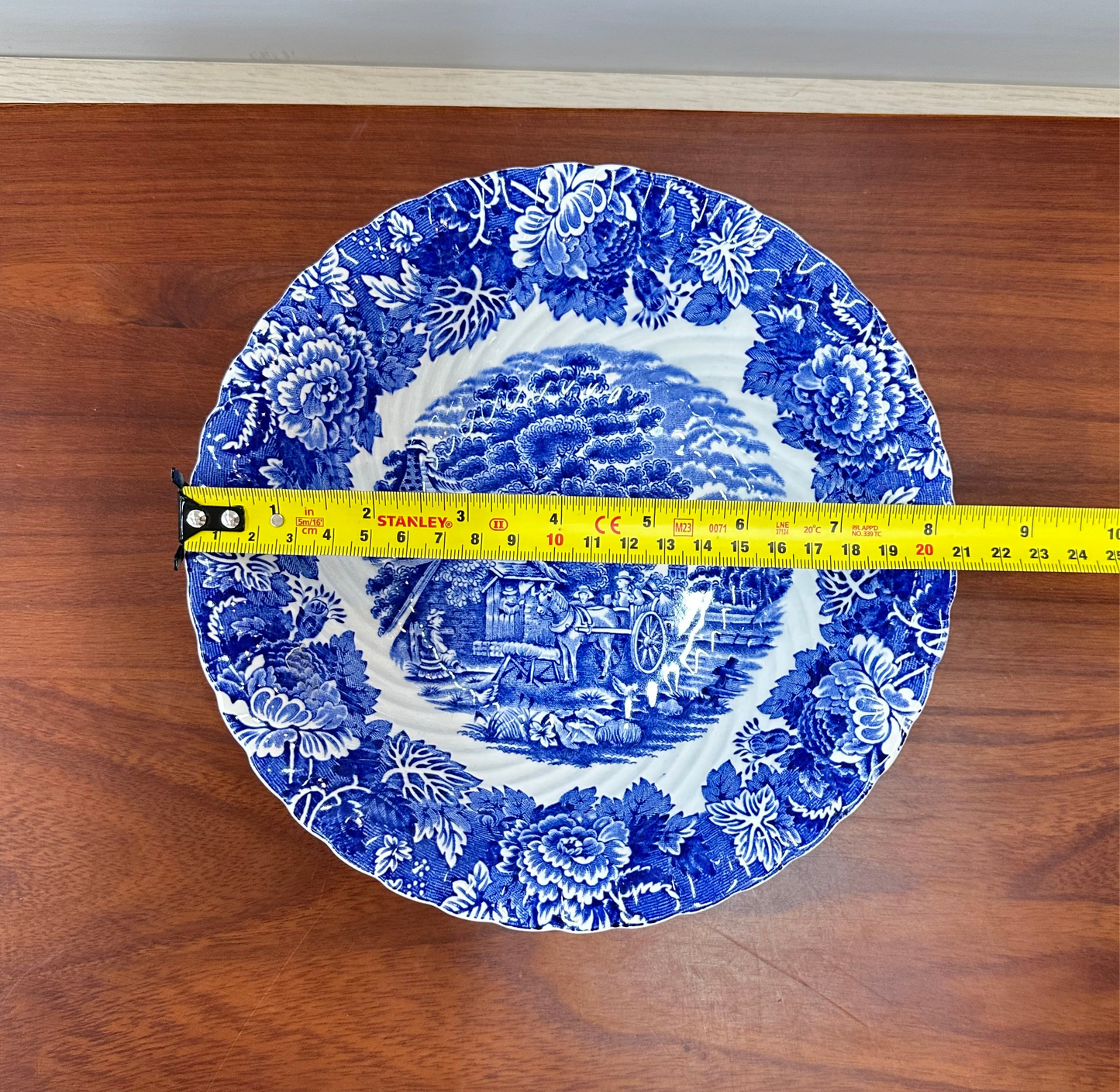 Rare Vintage WOODS WARE Blue & White English Scenery Transferware Bowl | Mint Condition Antique Collector Plate