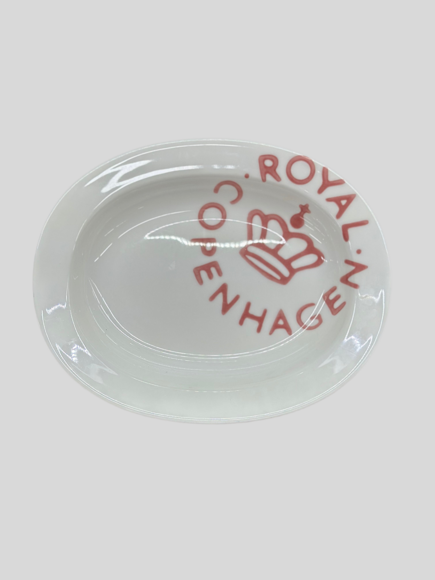 ROYAL COPENHAGEN Fajance Red Logo Oval Dish #372 | 24cm Serving Plate | Vintage Faience