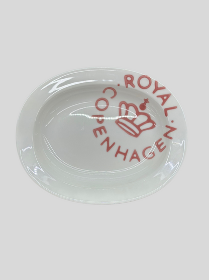 ROYAL COPENHAGEN Fajance Red Logo Oval Dish #372 | 24cm Serving Plate | Vintage Faience