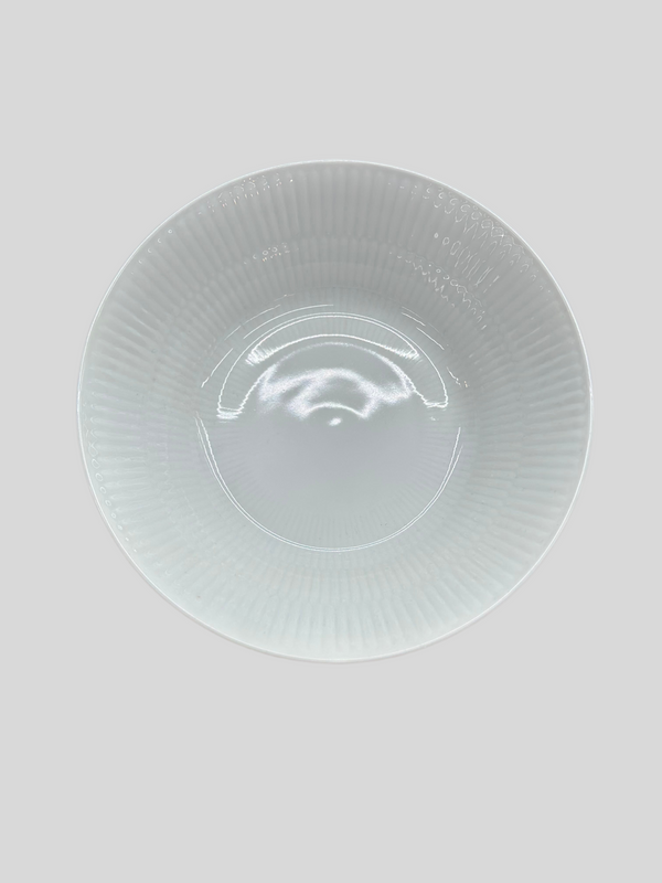 ROYAL COPENHAGEN White Fluted Deep Plate #604 | 6.8 in (17cm) Cereal Bowl | Minimalist Design