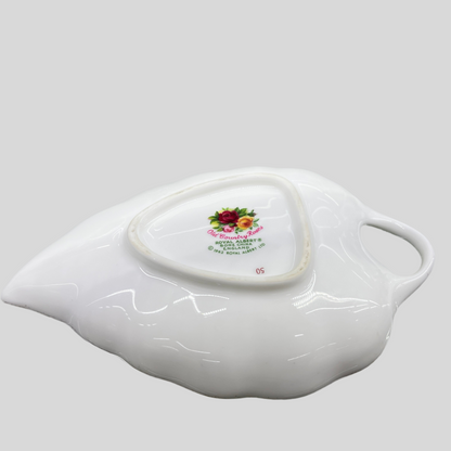 Royal Albert Old Country Roses Leaf Dish – 7.5" Long, Excellent Condition, Backstamped