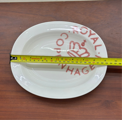 ROYAL COPENHAGEN Fajance Red Logo Oval Dish #372 | 24cm Serving Plate | Vintage Faience