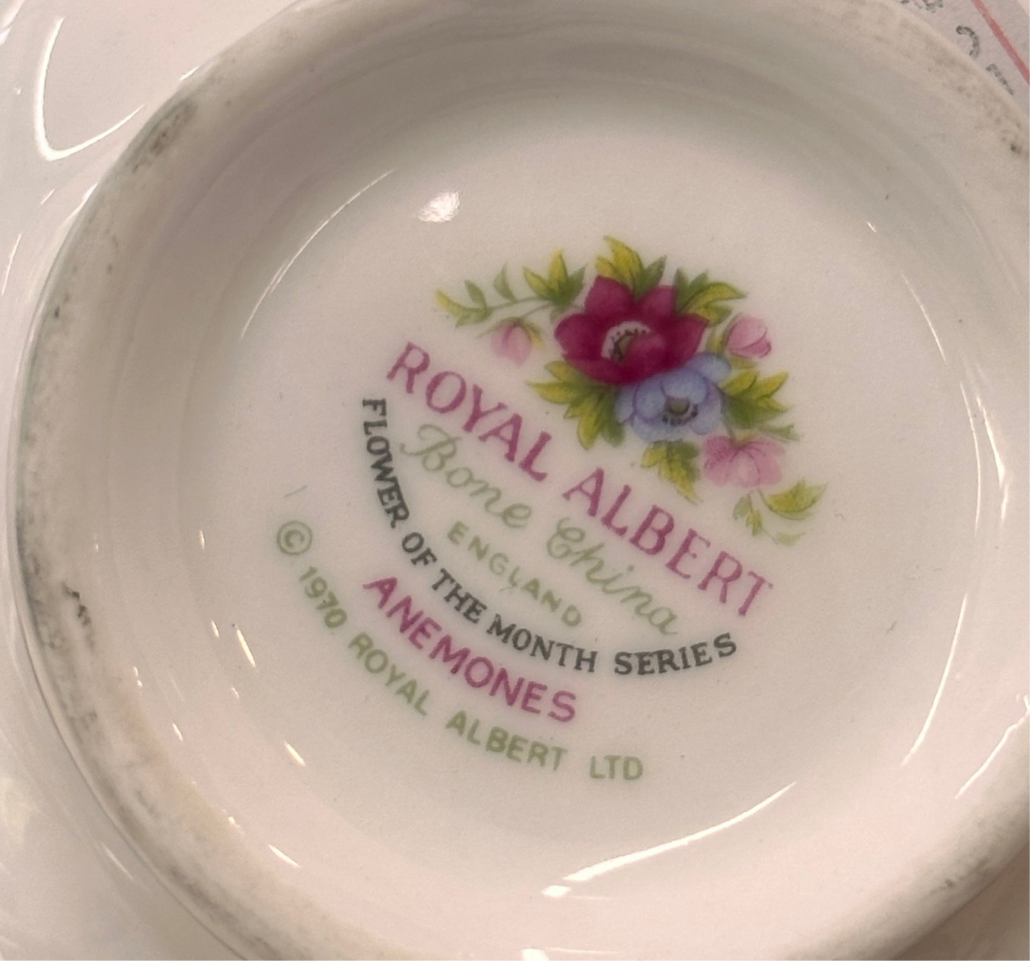 Vintage Royal Albert March Anemones Flower of the Month Teacup Duo | Fine Bone China Made in England Collectible | OOKII