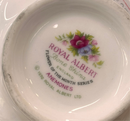Vintage Royal Albert March Anemones Flower of the Month Teacup Duo | Fine Bone China Made in England Collectible | OOKII