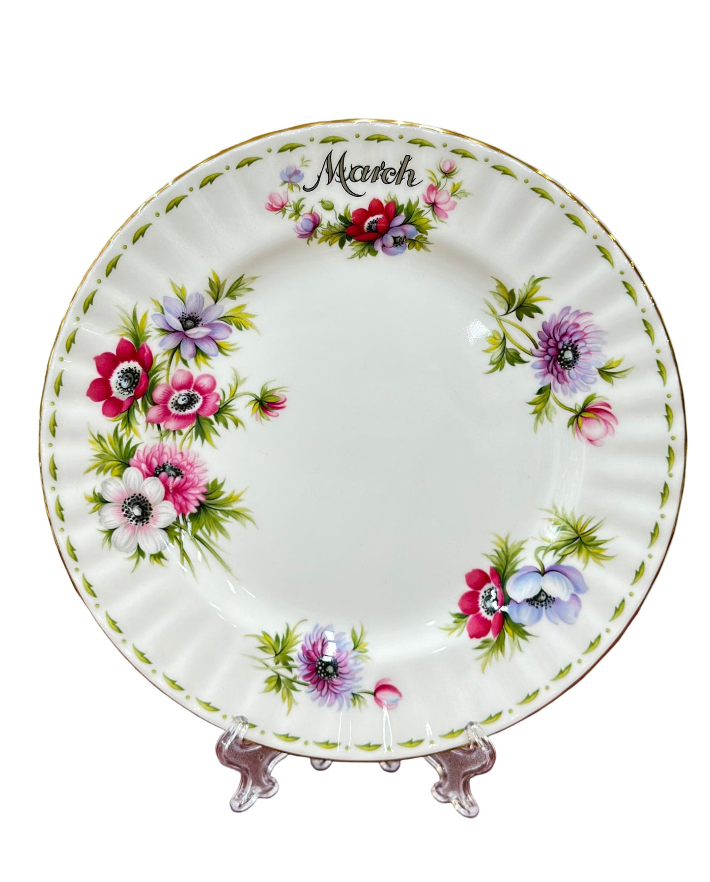 Royal Albert Flower of the Month | March Anemones Luncheon Plate | Mint Condition