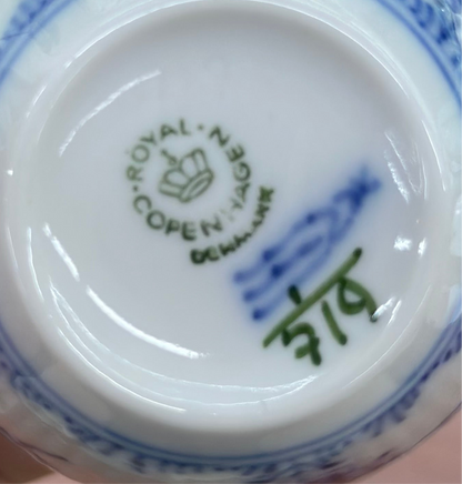 Royal Copenhagen Blue Fluted Half Lace Trio Set - Cup & Saucer (#719) and Cake Plate (#575)