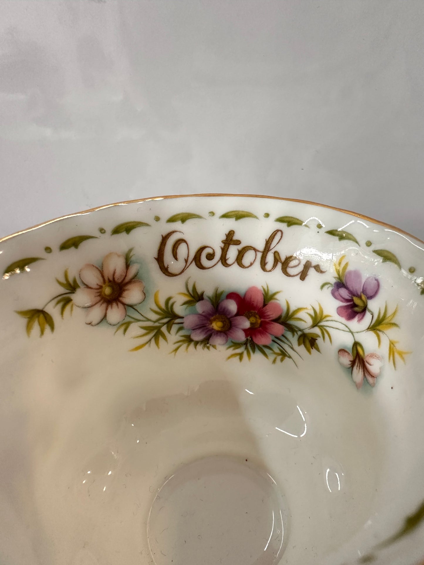 Vintage Royal Albert October Cosmos Flower of the Month Teacup Duo | Fine Bone China Made in England Collectible | OOKII