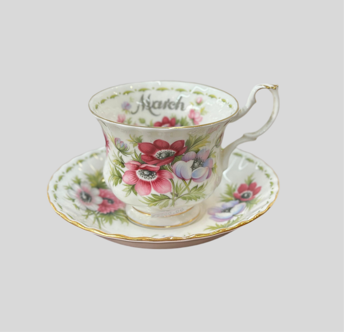 Vintage Royal Albert March Anemones Flower of the Month Teacup Duo | Fine Bone China Made in England Collectible | OOKII