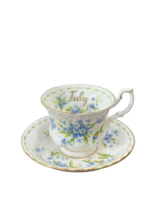 Royal Albert Flower of the Month | July Forget-Me-Not Cup & Saucer Set | Mint Condition
