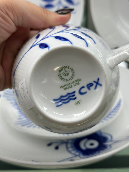 Royal Copenhagen Blue Fluted Tea Cup & Saucer | Cup No. CFX 087 & Saucer BOX 088