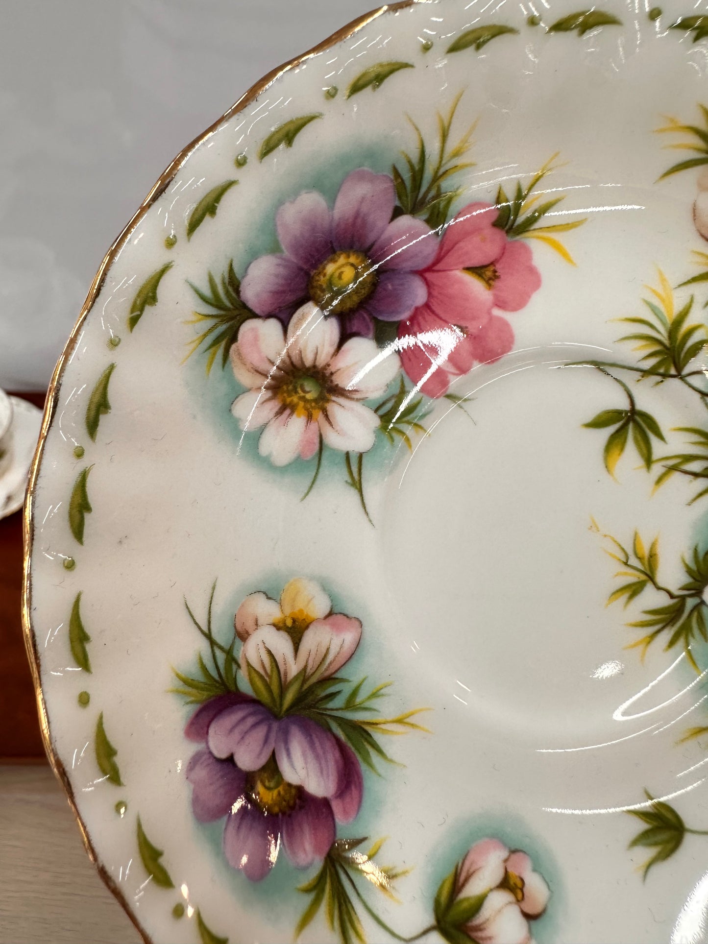 Vintage Royal Albert October Cosmos Flower of the Month Teacup Duo | Fine Bone China Made in England Collectible | OOKII