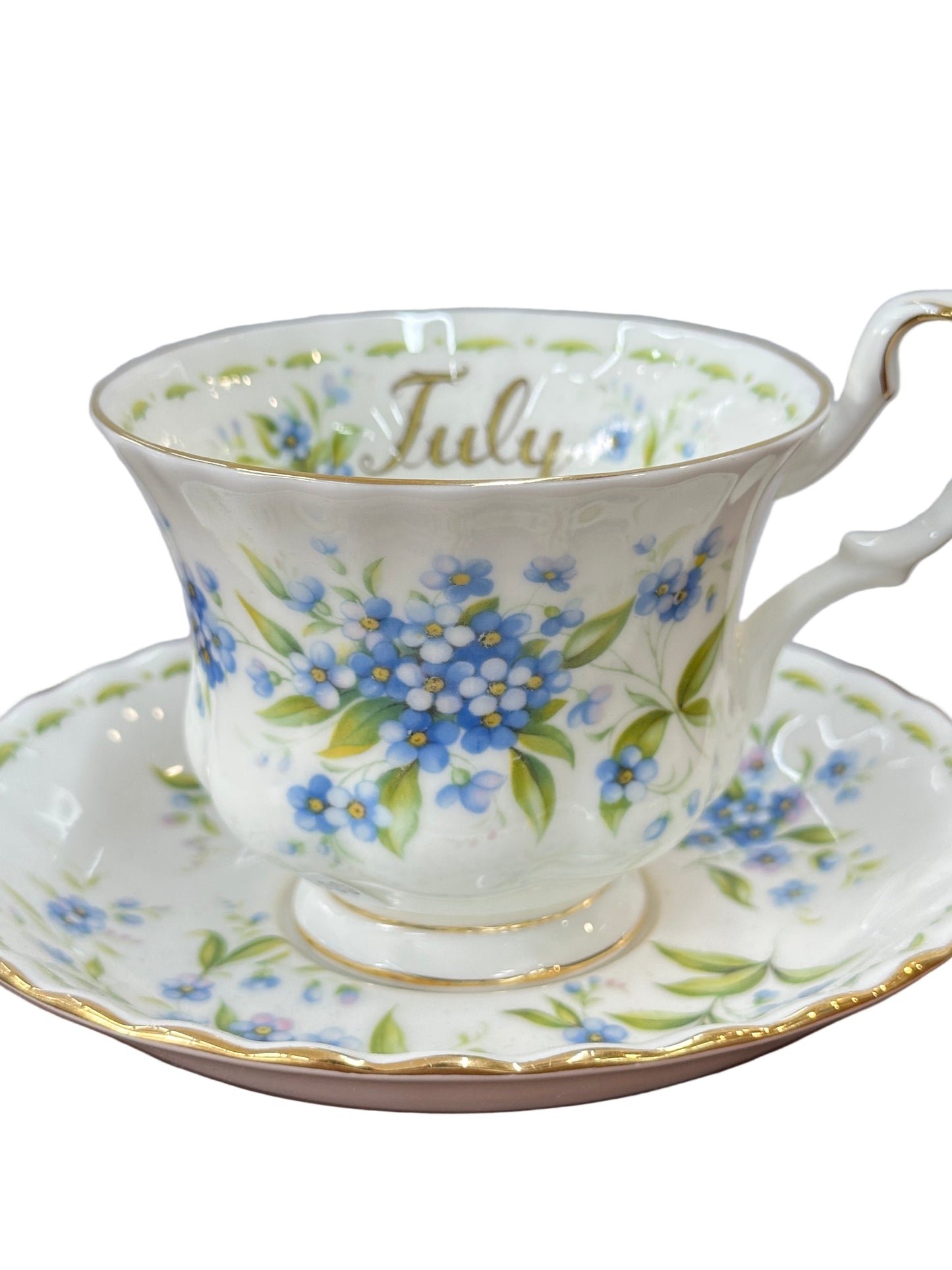 Royal Albert Flower of the Month | July Forget-Me-Not Cup & Saucer Set | Mint Condition