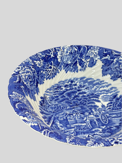 Rare Vintage WOODS WARE Blue & White English Scenery Transferware Bowl | Mint Condition Antique Collector Plate