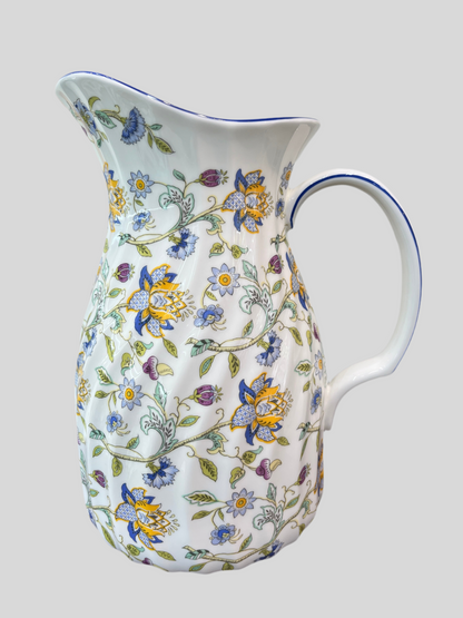 Minton Haddon Hall Blue Large Water Jug Holds 2 Quarts English Bone China