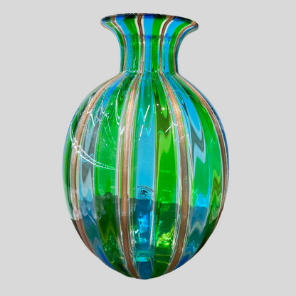 Mid Century Murano Campanella Italy Blue Green Gold