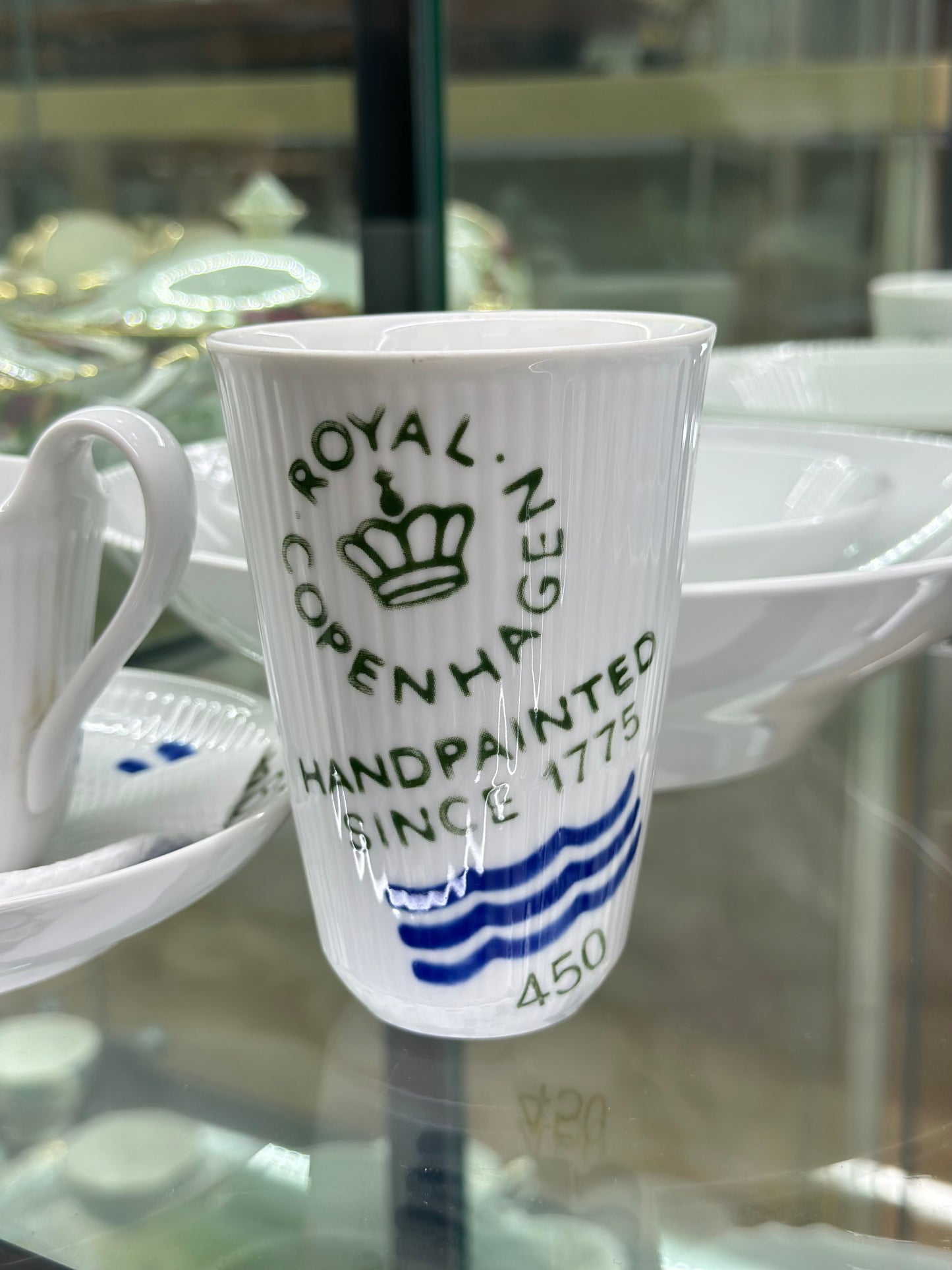 ROYAL COPENHAGEN Fluted Logo Beaker #450 | 11oz Tumbler | Hand-Painted Mark | VGC