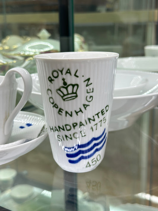 ROYAL COPENHAGEN Fluted Logo Beaker #450 | 11oz Tumbler | Hand-Painted Mark | VGC
