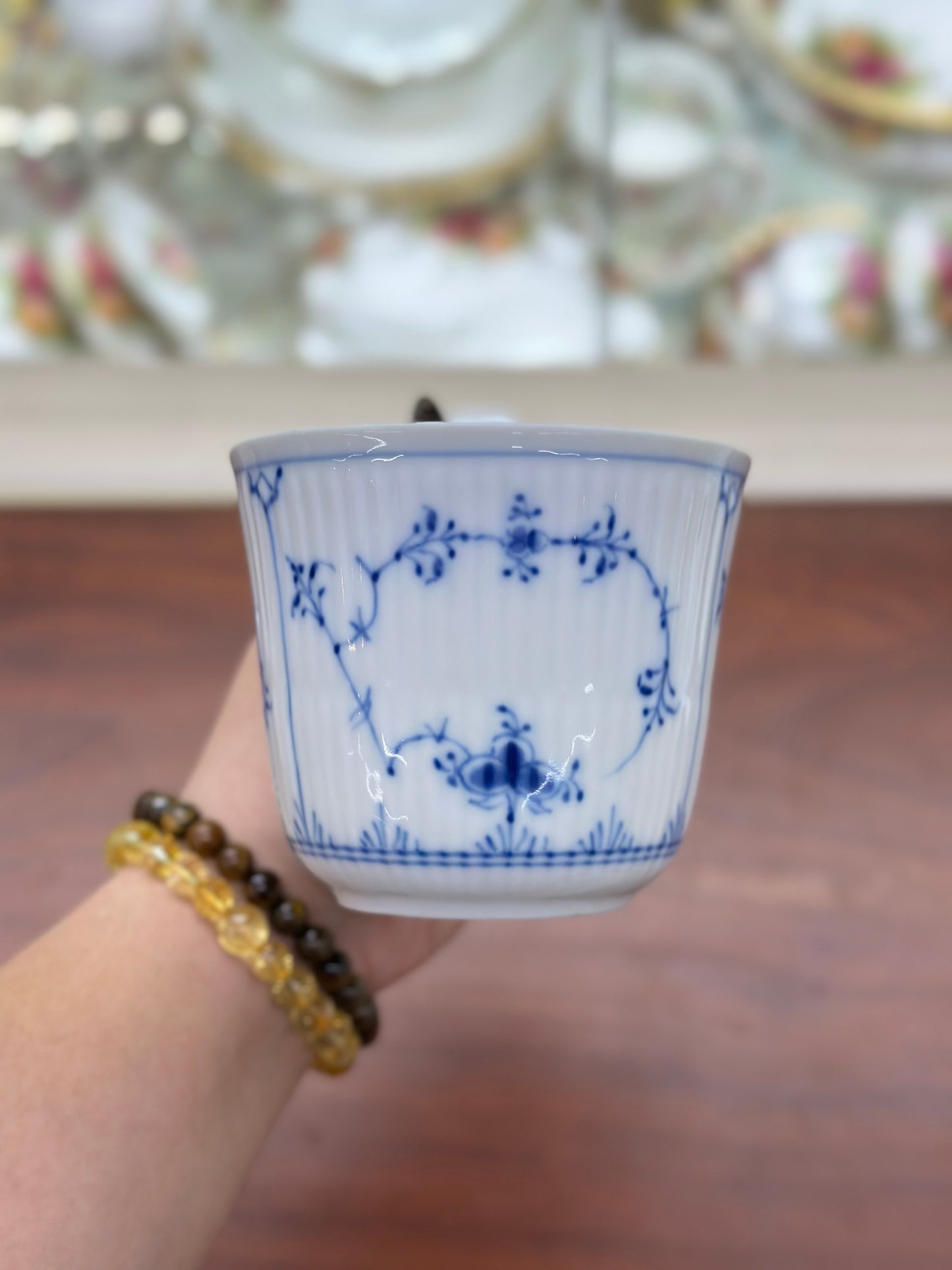 ROYAL COPENHAGEN Blue Fluted Plain High Handle Cup #090 | 25cl Danish Porcelain