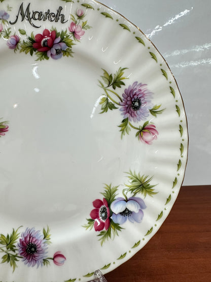 Royal Albert Flower of the Month | March Anemones Luncheon Plate | Mint Condition