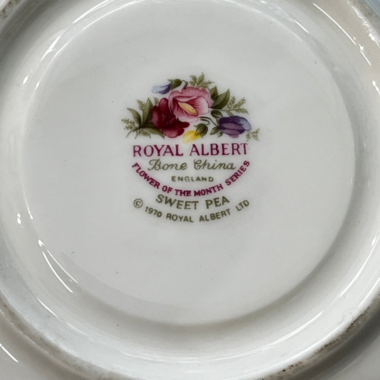 Royal Albert Flower of the Month, Royal Albert April cup, Royal Albert bone china floral tea cup, Sweet pea flower cup, Pink floral china