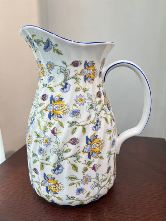 Minton Haddon Hall Blue Large Water Jug Holds 2 Quarts English Bone China