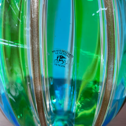 Mid Century Murano Campanella Italy Blue Green Gold